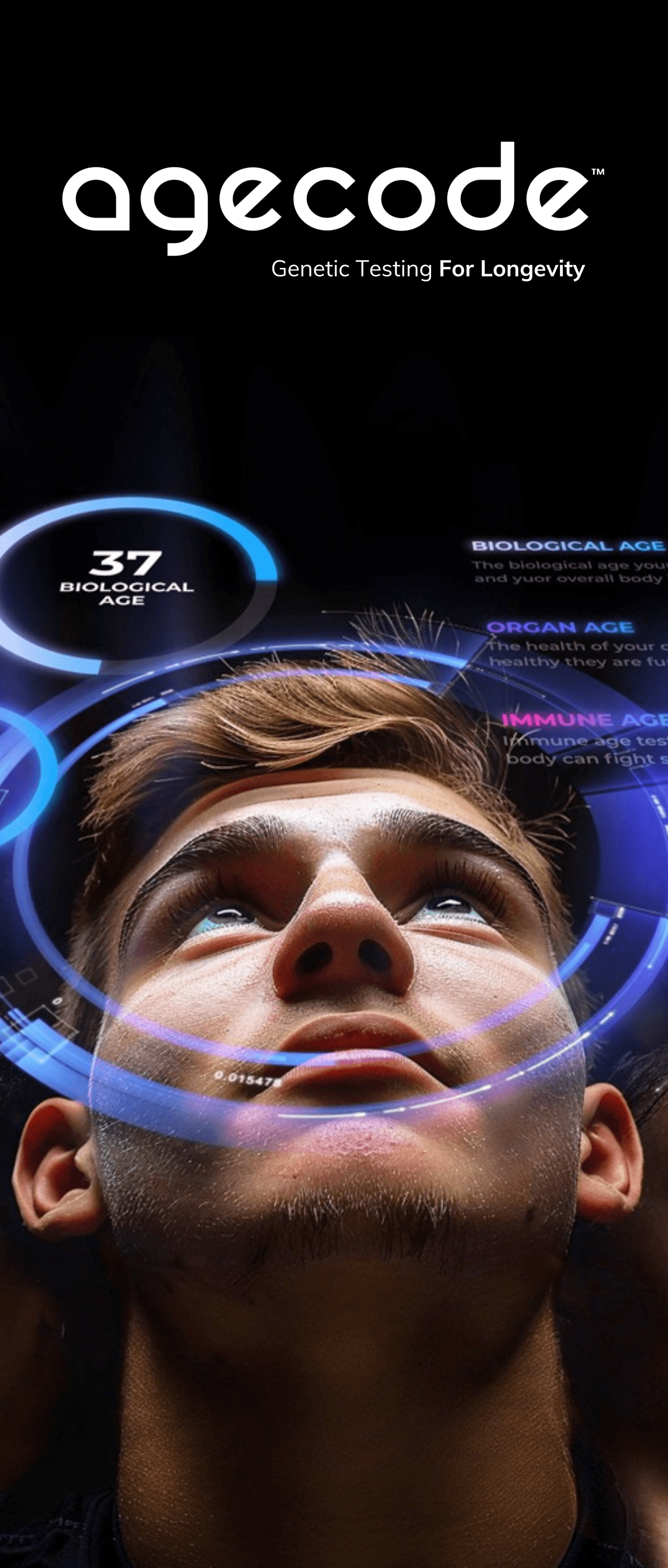 AgeCode™ visual showing biological age overlays.